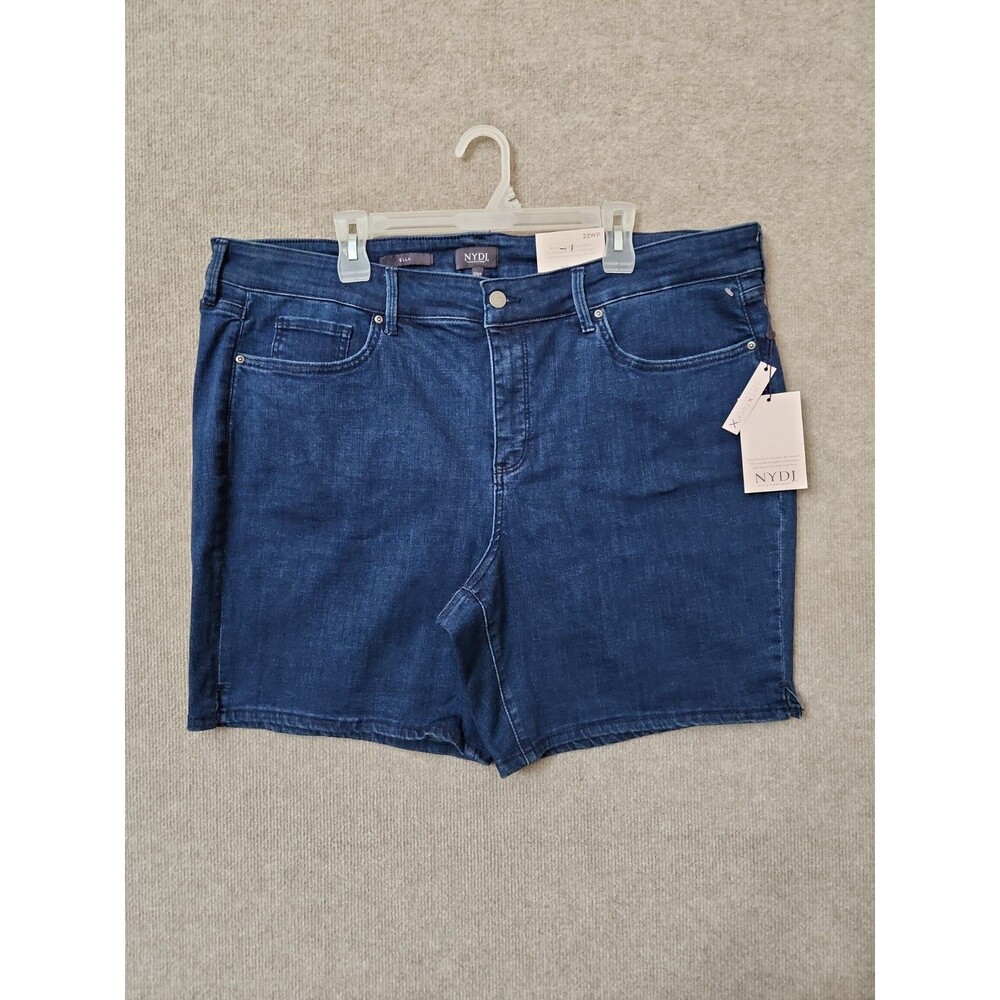 NYDJ Ella Demin Shorts Womens 22W Petite Blue Dark Wash Lift Tuck Slimming NEW